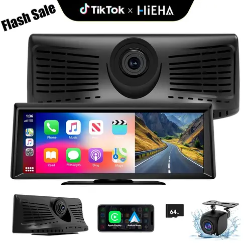 【HiEHA | DealsForYouDays】2026 Dash Cam with 8.14" Wireless CarPlay Touchscreen, Wireless Carplay & Android Auto, 1080P Backup Camera, 2K Front, Mirror Link/Bluetooth/GPS Navigation/Satellite Radio for All Vehicles