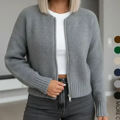 Women's Long Sleeve Fitted Sweater, Plain Surface Pbt Material, Ideal for Daily Outing & Travel, Fall Winter Outerwear