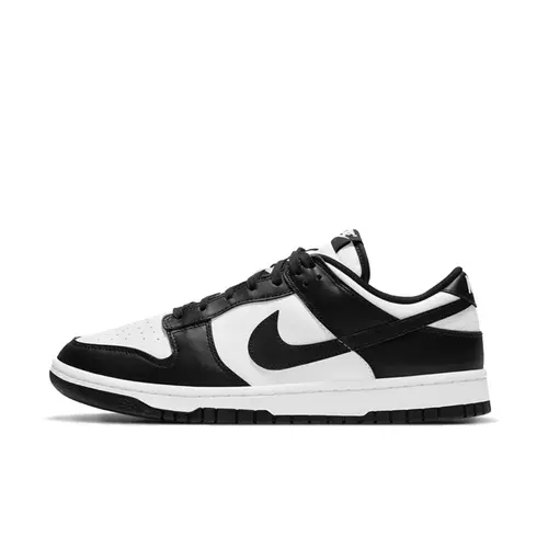 Nike Dunk Low Retro 'White Black Panda' Men's Athletic Sneakers - Leather Base, Low Profile, Solid Construction, Logo Accent, Rubber Outsole, Black Overlays, Monochrome Cool, Basic, Casual Walks, Daily Wear, Streetwear Trainers