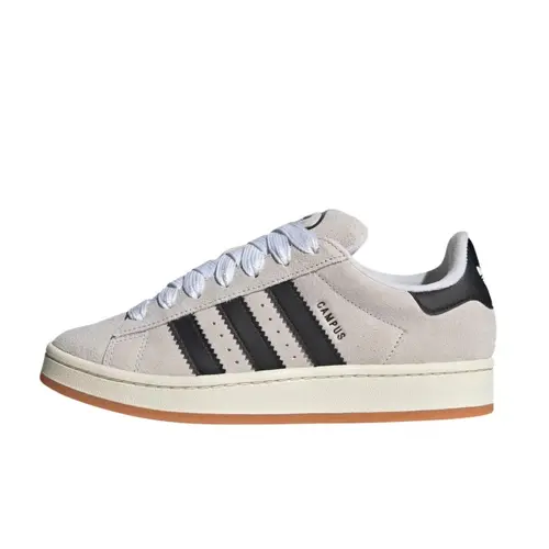 Adidas Women's Campus 00s Soft Suede Classic Sports Shoes - Training, Walking Footwear, Crystal White-Core Black, Oversized Midsole, Stripes