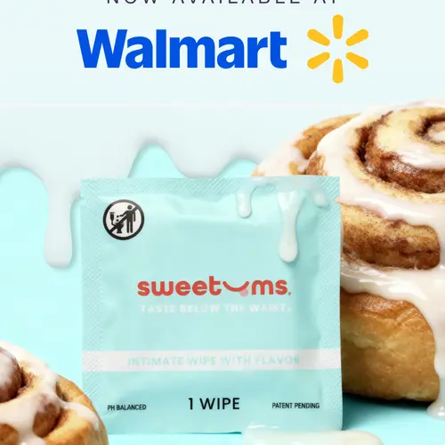 Sweetums][ Cinnamon Bun Flavored Wipes | Intimate Wipe with Flavor | pH Balanced, Water-based & Non-Sticky, Gynecologist Tested & Approved | Customer Favorite | Vanilla & Cinnamon Bun Scent and Flavor | Individually Wrapped
