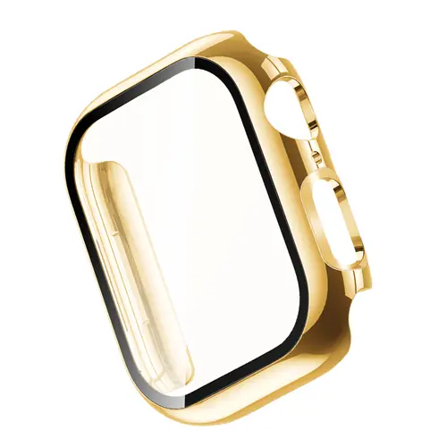 MISSAIR Chic Luxury Stainless Steel Gold Band + PC Cover Case, Dressy Women's Smartwatch Accessory for 40mm/41mm/42mm/44mm/45mm/46mm/49mm Wearable Devices, Protective Wearable Tech Accessories with Personalized Fit
