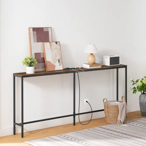 MAHANCRIS 78.7" Console Table with Power Outlet, for Entryway, Hallway, Foyer, Living Room, Rustic Brown #SummerVibes#DealsforYouDays #SummerGarden