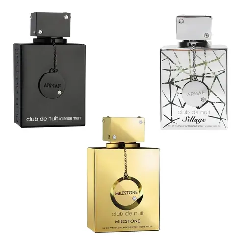 Men's Armaf Club de Nuit Intense, Sillage, Milestone Fresh Fragrance Multi-Pack - 3.6 oz Each Trio Gift with Citrus, Spice, and Musk for Depth & Confident Evening Wear