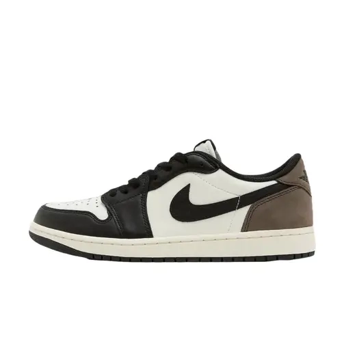 Nike Air Jordan 1 Retro Low OG 'Mocha' Women's-Youth Sporty Low Top Leather Upper Lace-Up Casual Trainer Shoes, Solid Colorblock Design, Grade School Sizes Athletic Footwear