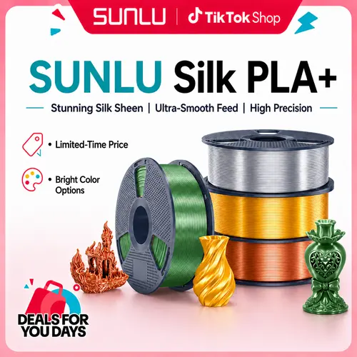 SUNLU SILK PLA+ Dual Color 3D Printer Filament, 1.75mm, 1KG, Smooth Luxurious Stunning Silk Sheen, Low-Shrinkage Bubble-Free, No Post-Print Polishing, for Artistic & Craft Projects, Ideal for Crafters