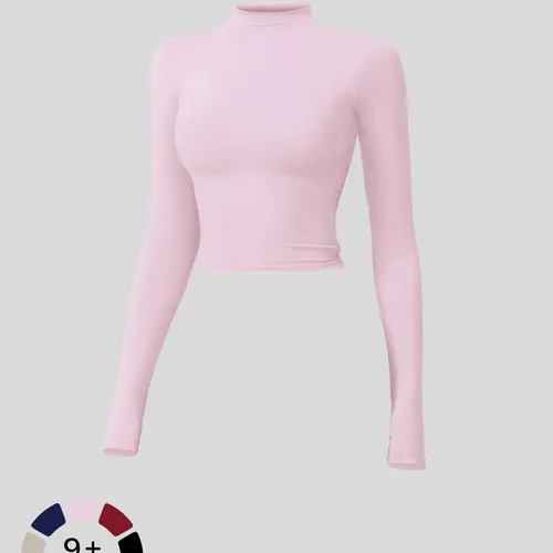 Women's Solid Mock Neck Sports Tee, Quick-Dry Breathable Long Sleeve T-Shirt for Yoga, Gym & Workout, Ladies Sportswear for Fall & Winter, Gym Wear, Breathable Workout Top #GLOBAL PICKS