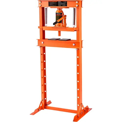 VEVOR 12-Ton H-Frame Hydraulic Shop Press, Heavy-Duty Carbon Steel Shop Equipment & Tools with 1.6"-27.8" Adjustable Movable Plates for Bending, Small Part Alignment Aid, Safety Relief & Press Plates (Garage, Workshop Use)