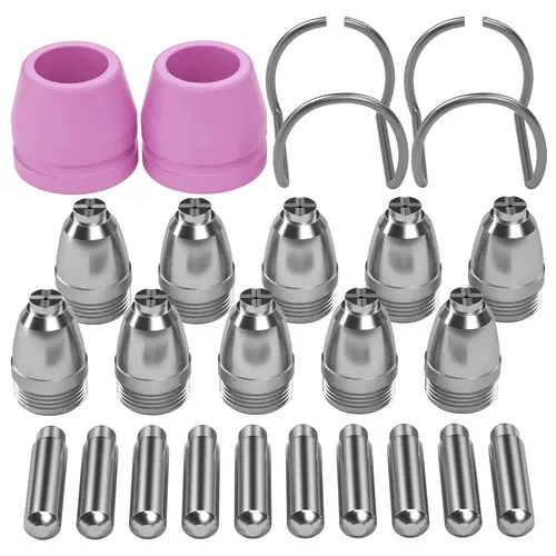 ARCCAPTAIN AG-60 Plasma Cutter Torch Consumables Full Set - 10 Electrodes, .040"/0.045" Nozzles, Wire Guides, Metal Ceramic SG-55 WSD-60 Accessories, Compatible with CUT55/CUT55PRO Industrial Tools, Father's Day Gift Option toolupgrade