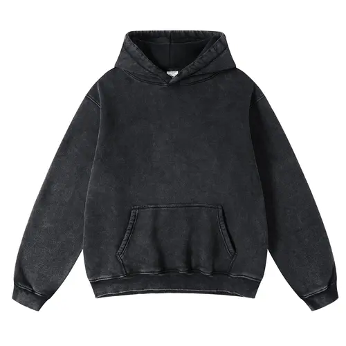 FAIABLE Unisex Casual Oversized Vintage Wash Hoodie Plush Heavyweight Cotton for Couples Stylish Streetwear College Winter Long Sleeve Sweatshirts