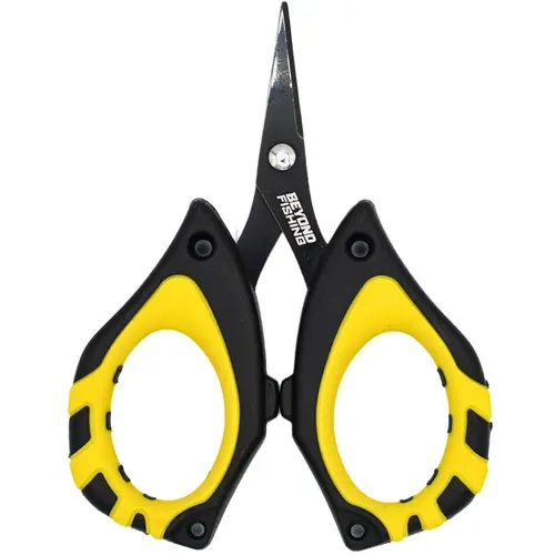 Beyond Beauty 4.5in Durable Stainless Steel Fishing Scissors - Fishing Supplies, Tackle Supplies, Large Grips, Razor-Serrated Blades, Non-Slip Grip, Pocket-Size Carry, Line Cutting, Saltwater Ready, Minimizes Hand Fatigue, Compact Gear