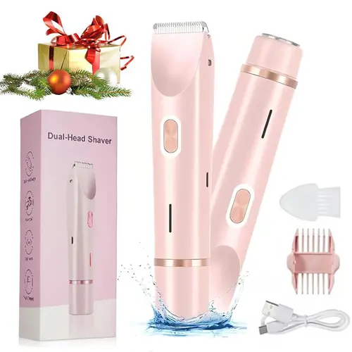 Electric Bikini Trimmer, Body Hair Trimming, 2-in-1 Body and Facial Hair Removal Dual-Head Electric Shaver, Waterproof USB Rechargeable Cordless Hair Trimmer for Women, Multifunctional Festival Gift, Portable Cordless Trimmer