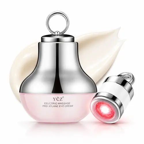 YCZ Electric Massage Eye Cream with Caffeine & Hyaluronic Acid, Red Light Micro-Vibration Head – Smooth, Hydrate, Boost Moisture, Firm Fine Lines, Reduce Dark Circles, Radiant Skin Care Beauty Products, Gifts for Women, Anti-Aging Eye Treatments