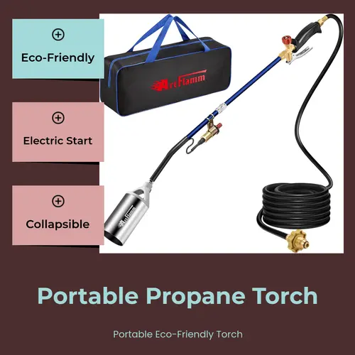 ARTFLAMM Portable Propane Torch Weed Burner Kit with Storage Bag, High Output BTUs Weed Torch with 10 FT Hose, Self Igniter Flame Torch for Campfires,Roofing toolupgrade
