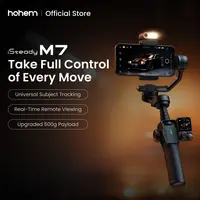 Hohem iSteady M7 AI Tracking Smartphone Gimbal Stabilizer 3-Axis with Magnetic Fill Light/AI Tracking Sensor for iPhone Android with 1/4-inch Color Tochscreen Display,Detachable Remote Controller, Max Payload 500g 2023 Upgraded Fathersdaygift Videography