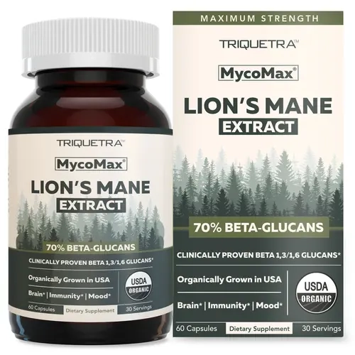 MycoMax Lion's Mane Extract Capsules - 70% Beta Glucans Healthcare Supplement