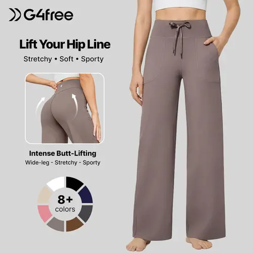 G4Free Womens High Waist Wide Leg Sweatpants Stretch Lounge Yoga Pants with Pockets Comfy Workout Casual EverGoing 2026