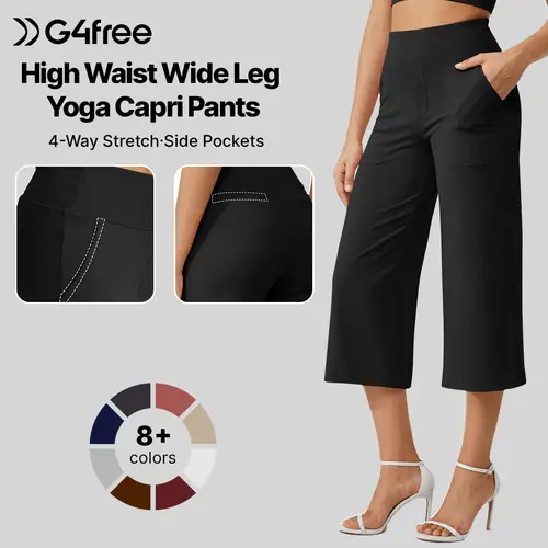 G4Free Womens Wide Leg Cropped Capri Pants Pocket Yoga Leggings Lightweight Summer Casual Daily Outfit EverGoing 2026