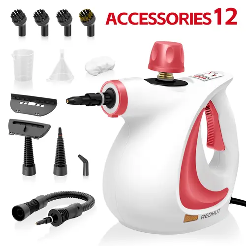 New Redhut 8.8ft Corded Handheld Pressurized Natural Steam Cleaner - Corded Cleaning Tool, 350ml Multifunction Floor Steamer, 1min Heat-Up, 20mins Runtime, Lightweight Ergonomic Home Appliance with 12 Pcs Accessories for Hardwood & Tile Floors