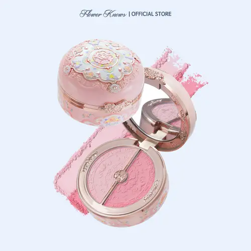 Flower Knows Butterfly Cloud Collar Collection Blush & Highlighter Duo, Beauty Cosmetics, Makeup Products for Adults, Vegan Pigmented Blush, Brightening, Blendable Floral Powder, Long-Lasting, Dimethicone, #sohochic, Ideal for Christmas gift, Black Friday