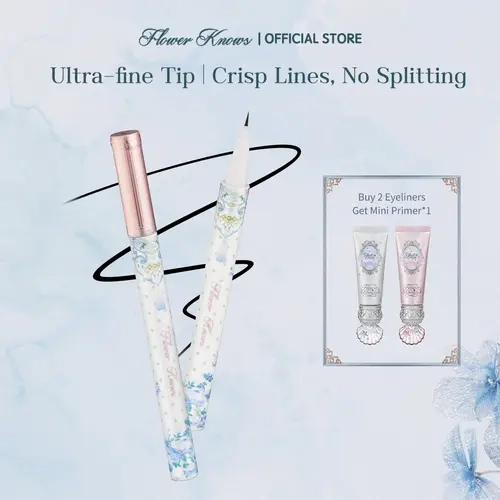 Flower Knows Butterfly Cloud Collar Collection Liquid Eyeliner, Ultra-Fine Tip, 0.5ml, Precise Definition, Waterproof, Quick-Drying, Smudge-Proof, Smooth, Versatile Colors, Perfect Ink Hue, Durable, Beauty Cosmetics, Winter Makeup Gift, Ideal for Christma