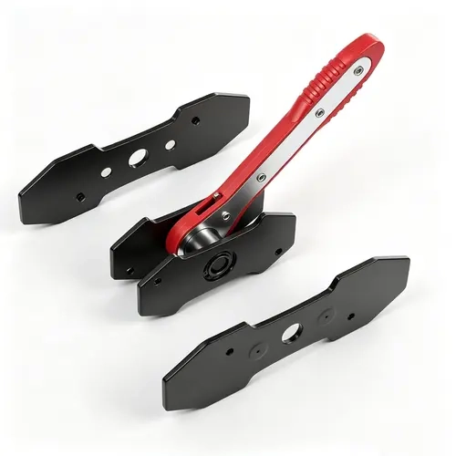CROSSDESIGN 2-Pcs 360° Piston Push Ratchet Action Brake Piston Spreader Wrench Brake Tools - Steel Plates, 1-Pcs Press Tool, Magnetic Plate Hold, Easy to Remove, Universal Fit for Large Trucks, Red Blue