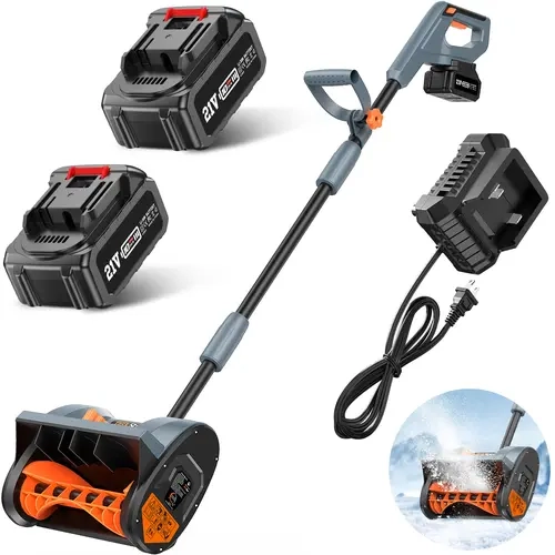 TaskStar Cordless Snow Blower - 40V 16" & 21V 12" Width Options, 2x4.0Ah Batteries, 16.5Ft Long Throw, 60° Angle Adjustment Handle, 6" Cleaning Depth, 10 lbs Lightweight & Convenient Electric Shovel for Sidewalk, Pavement Surfaces