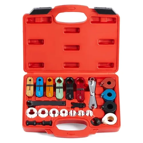 Orion Motor Tech 25pc Color-Coded Sizing Line Disconnect Tool Kit, Red/Blue Master Quick Disconnect Set for 4.0L A/C & Fuel Ready Systems, Pipe Clamp Tool for Domestic Vehicles Automotive Maintenance