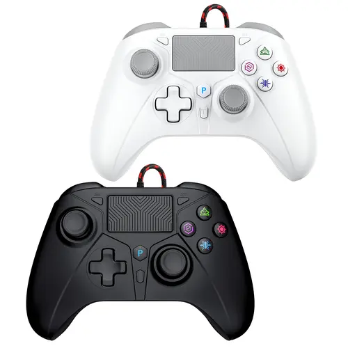 Wired USB Game Controller for PS5 PS4 Windows PC Plug and Play Auto Recognition Gamepad with Touchpad 3.5mm Headset Audio Jack Turbo Macro Programming Dual Vibration RH518