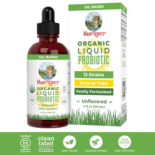 MaryRuth's USDA Organic Liquid Probiotic - Digestive Health - Gut Health - Probiotics for Women, Men & Kids - 13 Strains - Vegan - 4 oz