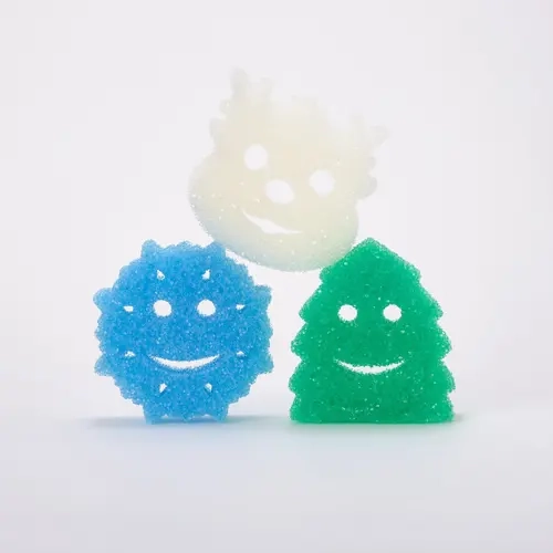 Scrub Daddy Winter Shaped Sponges - 1 Reindeer, 1 Douglas Fir Tree, 1 Snowflake