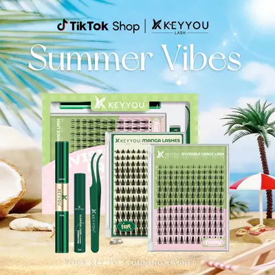 KEYYOU Fairy Chispa Lash Clusters Invisible Band DIY Lashes - Individual Clusters or Full Kit to Customize! -Wet Look Waterproof Eyelash Extension Wispy Manga Kawaii Doll Lashes Feline lash look Medusa Lash handmade lash