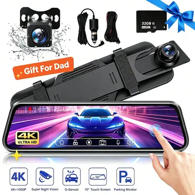【DealsForYou】 KEPEAK 1080P HD Dash Cam with 10'' Touch Screen,Dual Front & Rear Cameras, Night Vision, Waterproof Backup Camera, 24H Parking Monitor, Parking Assistance,for Valentine’s Day Gift, Car Dashcam, Rear View Camera
