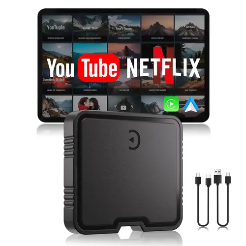 【PASLDA】Compact Wireless CarPlay Adapter, 2024 Upgrade Automotive Dongle with Android Auto, iOS+Android Swap, Netflix/YouTube Support, TF Card Compatibility, USB-C Cable for 2015+ Cars & iPhone iOS10+ Plug-and-Play