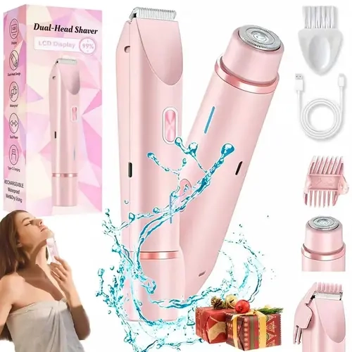BETYPECA Women's 2-in-1 Face & Body Electric Bikini Shaver - Cordless Rechargeable Hair Removal Trimmer, Gentle Shaving, Waterproof Wet/Dry Underarm Trimmer, Fall Holiday Gift