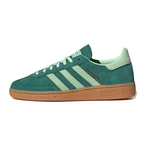 Women’s Adidas Handball Spezial Classic Retro Style Sneakers - Collegiate Green Spark/Gum, Retro Look, Handball Inspired, Suede Upper, Removable Insole, Gum Rubber Sole, Premium Casual & Athletic Wear