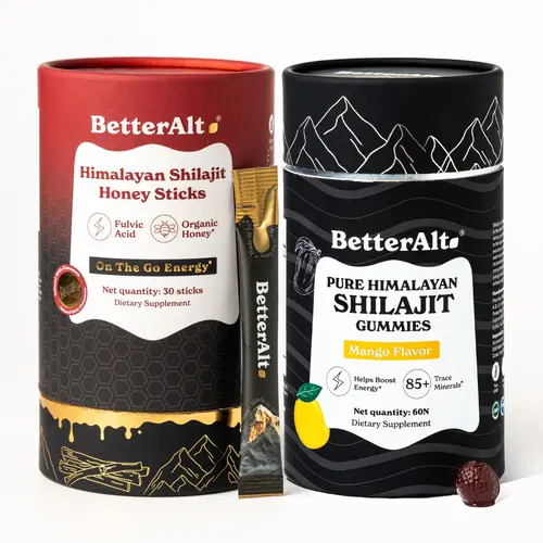 BetterAlt Fitness Resolution Duo | Shilajit Cinnamon Honey Sticks & Mango Gummies | Himalayan Superfood | Lab-tested for Purity | Energy & Stamina
