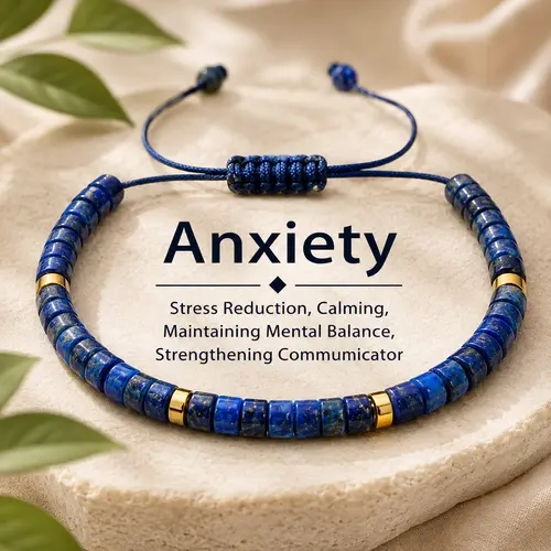 Relieve Anxiety Lapis Lazuli Beaded Bracelet,Crystal Jewelry,  blue bracelet blue friendship bracelet unity  bracelet beaded  jewelry protection bracelet encouragement gift fashion artificial Colorblock Beaded Crystal Bracelet summerwins