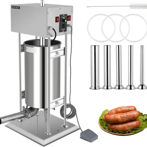 ROVSUN 66LBS/30L Electric Sausage Stuffer, 40W Heavy-Duty Vertical Stainless Steel Meat Filler with 5 x Stuffing Tubes & 1 x Brush, Adjustable Speed Kitchen Appliance Food Processor for Home Use
