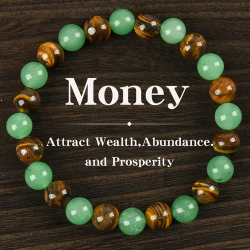 1pc Arpurraina Money Attraction Bracelet with Green Aventurine & Tiger Eye beaded  jewelry protection bracelet encouragement gift fashion artificial bracelet  of  the  day Colorblock Beaded Crystal Bracelet ,Manifestation, Abundance, Good Fortune, Success