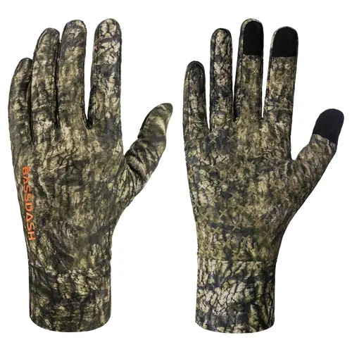 BASSDASH Men’s Camo Hunting Gloves UPF 50+ Lightweight Touchscreen Gloves for Warm Weather Fishing Hiking Outdoor Activities