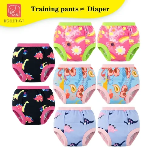 BIG ELEPHANT 8-Pack Fitted Cotton Toddler Potty Training Underwear - Diaper Training Pants for Boys, Girls (12-24m, 2t), Fun Prints, Damp Sensing Kids' Clothes