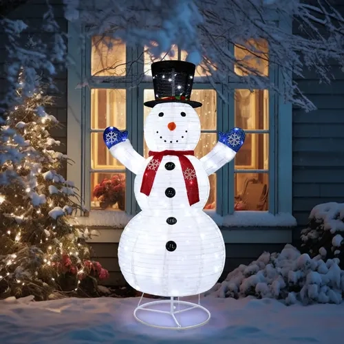 VINGLI 6FT Lighted Snowman Christmas Decor with Hat - 200 LED Pop-up Santa Claus Ornament, Home Decor Ornaments, Ground Stakes, Christmas Lights Outdoor, Indoor/Outdoor Holiday Home Supplies
