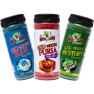Azu-Mecha Bundle 3pk - Furia, Blue, Mystery - Snack Seasoning - Sr. Michelado - Bottle Flavor Spice powder
