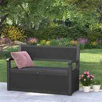 Weatherproof Plastic Patio Storage Bench, Outdoor Plastic Deck Box with Seating, Durable Plastic Garden Storage Bench for Outdoor Cushions, Tools, Toys Organize
