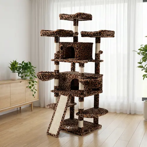 MUTICOR 68in Premium Heavy-Duty Cat Tree for Large Cats/Big Cat Tower with Cat Condo/Cozy Plush Cat Perches/Sisal Scratching Posts and Hammocks/Cat Activity Center