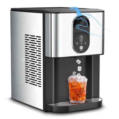 COWSAR Automatic Self-Dispensing Nugget Ice Machine - 44lbs/Day Production, 15min Quick Ice Making, 3.3lbs Storage, Full Indicator, Self-Cleaning Stainless Steel for Home Kitchen (Cleaning Frequency Feature Included)