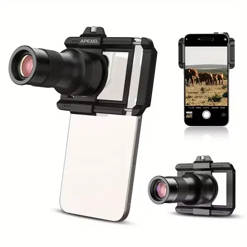 Apexel Adjustable Handheld 2-in-1 Mobile Phone Lens Kit - Clip-On 6X Telephoto, 15cm Macro Lenses, DSLR-Quality Imaging, 134g Ultra-Portable Travel Gadget, Universal Smartphone Accessory for Concert Viewing