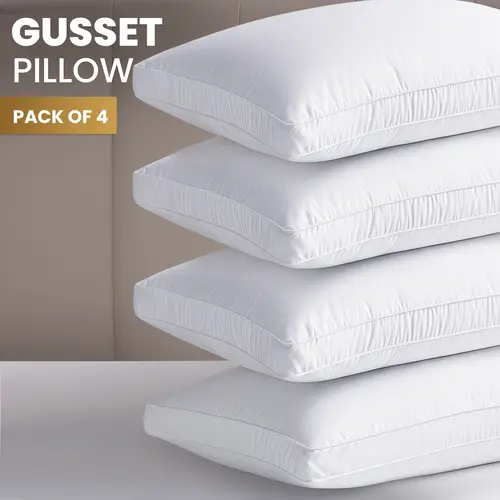 Utopia Bedding Gusseted Pillows Set (King, Queen & Standard Sizes) - White, Pack of 2 & 4, Resilient Polycotton Blend (Plain Pattern), Breathable Memory Foam, Plush Mattress Feel, 5-Star Hotel Quality Bedding Pillows
