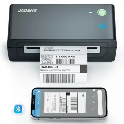 JADENS Bluetooth Shipping Label Printer 668BT-4x6 inch Thermal Piinter Compatible with iOS, Android, PC, Mac, Etsy, Ebay, Shopify, USPS